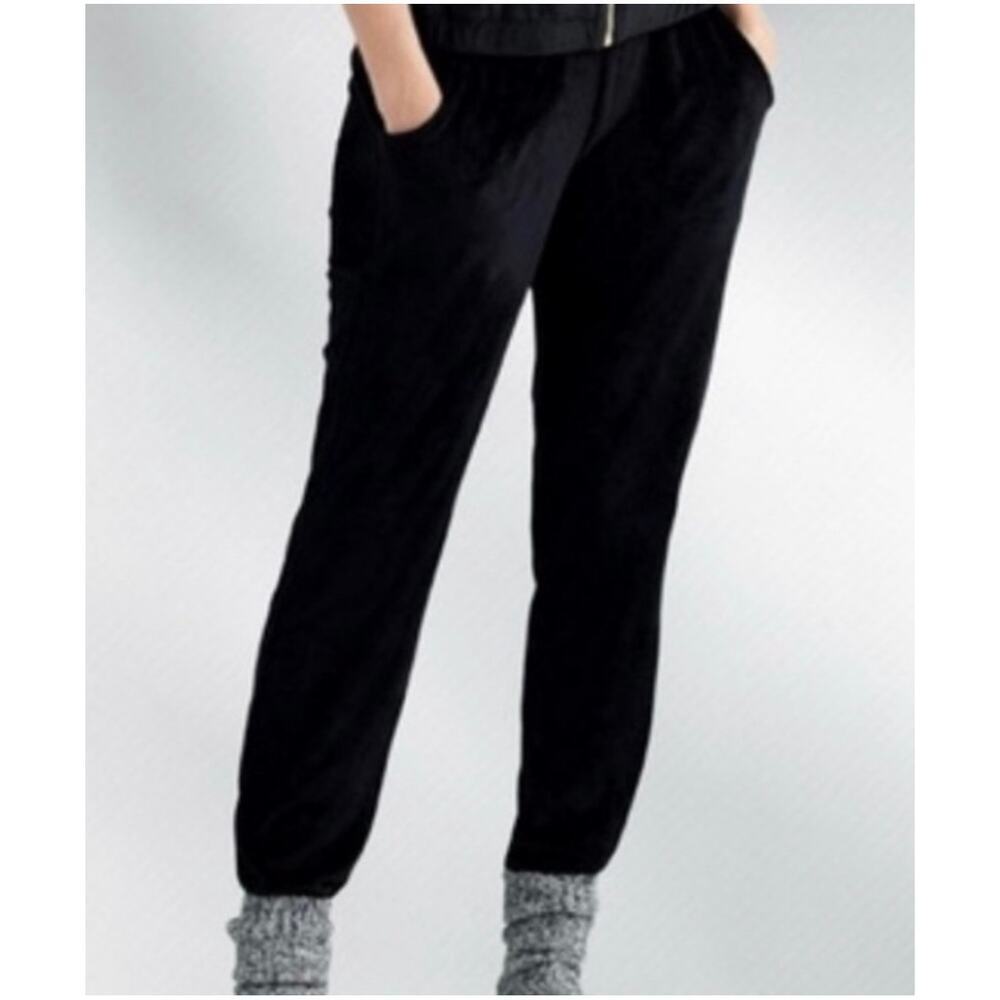 Magaschoni Black Velour Jogger Pants Luxe Lounge Soft Stretch NWT $198 Retail
